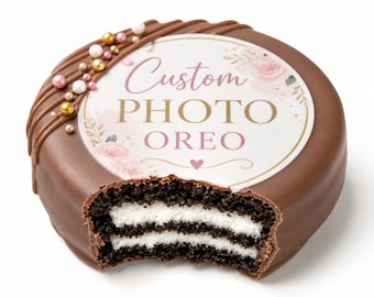 Oreos cubiertas de chocolate con foto personalizada, galletas personalizadas, Oreos con logo, Oreos de graduación, galletas para anunciar el nacimiento de un bebé, recuerdos para fiestas de cumpleaños.