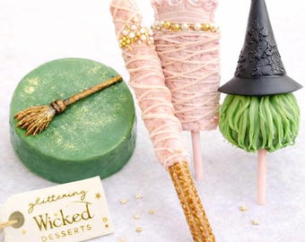 Wicked Inspired Dessert Box, Wicked Party Treats, Glinda & Elphaba Desserts, Pink and Green Sweets, Witch Party Desserts