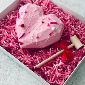 Valentine Breakable Chocolate Heart  | HUGE 6x6 | Gourmet Ghirardelli heart stuffed w/ candy of your choice | + hammer