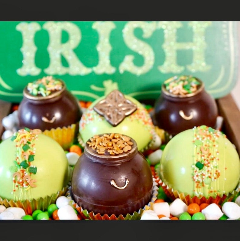 2 LARGE Gourmet Ghirardelli Hot Chocolate Bombs St. Patricks Day Hot Cocoa Bombs with Rich Chocolate Ganache. BEST cocoa bombs on ETSY image 1