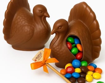 Breakable Chocolate Turkey (2pack) – Thanksgiving Classroom Treat with Candy & Wooden Mallet – Fall Party Favor for Students or Teachers