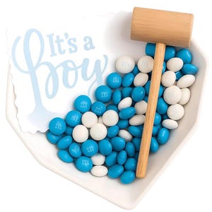 Gender Reveal Breakable Chocolate Heart | HUGE 6x6 gourmet Ghirardelli heart w/pink or blue candy | Pregnancy announcement | Baby Shower image 2