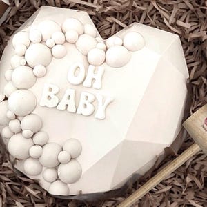 Corazón de chocolate rompible para revelar el género / ENORME corazón gourmet Ghirardelli de 6x6 con dulces rosas o azules / Anuncio de embarazo / Baby Shower