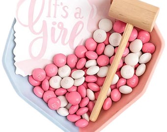 Gender Reveal Breakable Chocolate Heart | HUGE 6x6 gourmet Ghirardell heart w/pink r blue candy | Pregnancy announcement | grandparents BABY