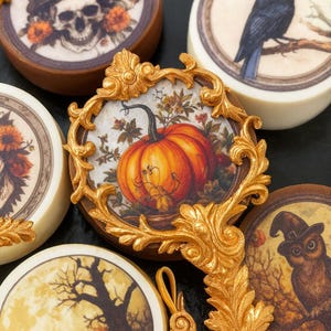 Halloween Chocolate Covered Oreos - Edible Gold Filigree Frame - Gothic Pumpkin Cookies, Vintage Fall Party Favors, Elegant Halloween Treats