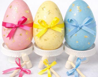 Breakable LARGE Chocolate Egg FILLED w/ Easter candy. Custom note inside. Includes hammer + adorable gift box. #1 Easter gift on ETSY!