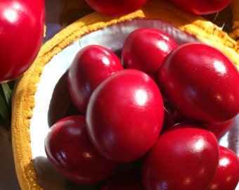 Red GREEK Easter Eggs Breakable Smash Chocolate -  2 oversized eggs filled w/ fun Jelly Belly jelly beans. W/ hammers. Individually wrapped.