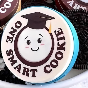 Graduation chocolate covered Oreos | double stuffed & double dipped in Ghirardelli chocolate. Graduation party, treat table, GRAD gift image 1