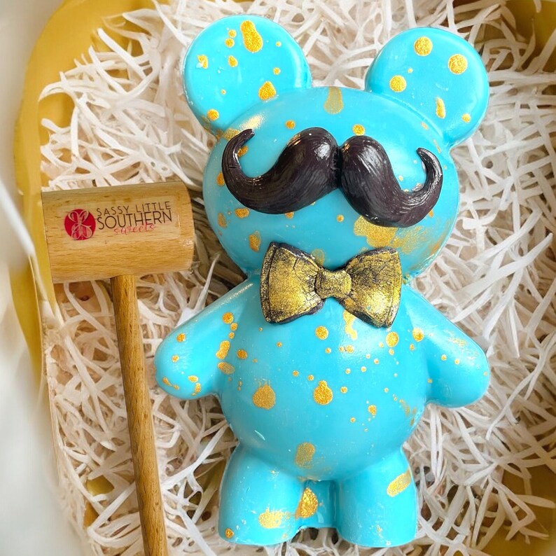 Birthday Breakable Chocolate BEAR ~ HUGE gourmet Ghirardelli Bear overflowing with your choice of Candy. Bestseller !! Smash w/ hammer. image 1