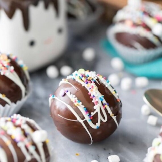 Gluten Free Hot Chocolate Bombs | LG Gourmet Ghirardelli cocoa bombs made w/ Rich, Creamy Ganache  & overfilled w/ marshmallows. BESTSELLER!