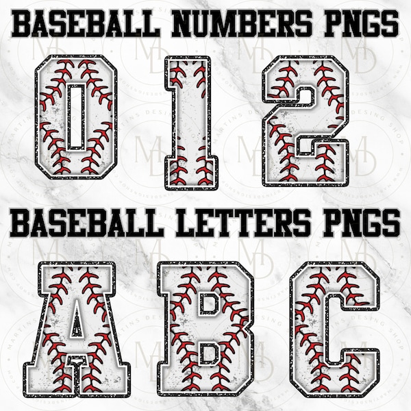 Baseball Numbers, Baseball png, Baseball Stitch, Baseball font png, Baseball Themed Numbers, Numbers that look like baseballs