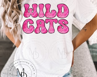 Wildcats Faux Sequin Digital Design| Wildcats Shirt | School Designs | Wildcats PNG, Popular, Trendy | Sublimation | Pink Out