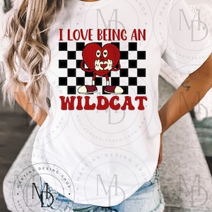 Wildkatzen Valentinstag Digitales Design | Wildkatzen Maskottchen | Wildkatze, Trendy | Sublimationsdruck | Digitaler Download, Herz Februar Schulstimmung