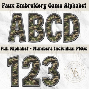 Camo faux embroidery Alpha Set png, camo Alpha Set png, Popular Shirt Designs, Trendy Sublimation, Digital Download, Faux Embroidery Digital