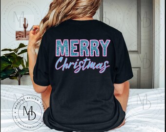 Merry Christmas Faux Glitter sequin Png, Christmas Png, Faux Embroidery png, Christmas Sublimation, Digital download, Merry Christmas PNG