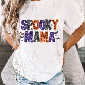 Spooky Mama Faux Sequin Embroidery png,Spooky Mama png faux embroidery, faux sequins, faux glitter png,Bling Halloween png Glitter Halloween