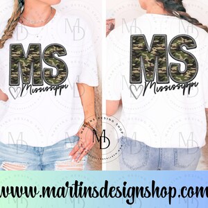 Camo Mississippi faux broderi png, camo png, delstat png, populära skjortdesigner, trendig sublimering, digital nedladdning, Mississippi digitalt bild 3