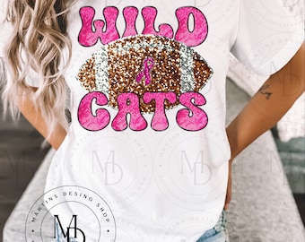 Eagles Pink Out Faux Sequin Football Digital Design| Wildcats Shirt | School Designs | Wildcats PNG, Trendy | Sublimation | Digital Download