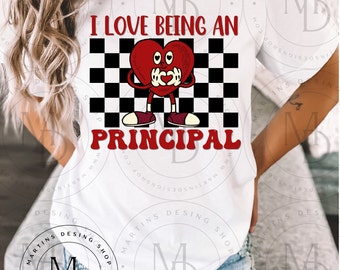 Principal Valentine Day Digital Design, Principal Mascot, Principal PNG, Trendy, Sublimation, Digital Download, Heart February School Spirit