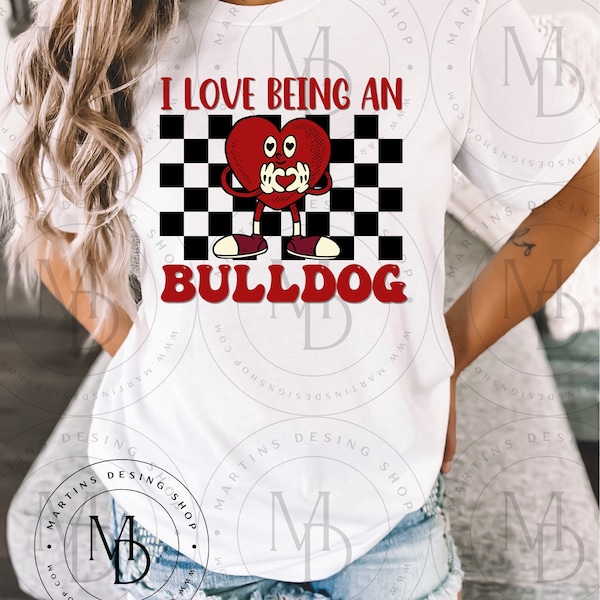 Bulldog Valentines Day Digital Design| Bulldogs Mascot | Bulldogs PNG, Trendy | Sublimation | Digital Download, Heart February School Spirit