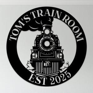 Personalized Train Room Metal Sign, Custom Railroad Wall Art, Steam Engine Decor, Locomotive Sign for Hobby Room, Train Driver Gift