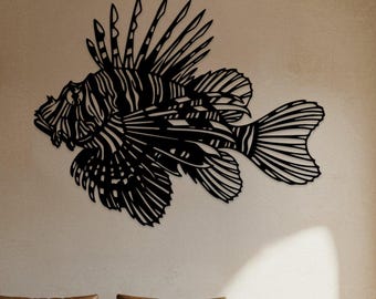 Lionfish Metal Wall Art, Oversized Tropical Decor, Detailed Lionfish Wall Art, Beach House Decor, Lake House Wall Art, Large Lionfish Decor