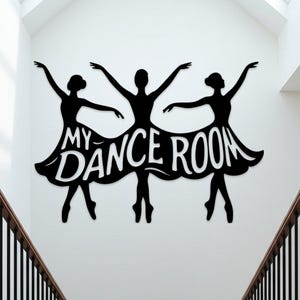 Custom Ballerina Metal Sign, Personalized Dance Room Art, Ballet Studio Door Sign, Gift for Dancer, Three Ballerina Design