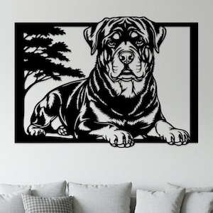 Custom Rottweiler Metal Wall Art, Personalized Dog Lover Home Decor, Rottie Wall Sign, Large Dog Silhouette Wall Decor, Gift for Dog Owners