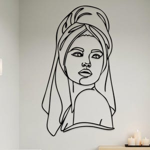 Woman Silhouette Metal Line Art, Modern Minimalist Bathroom Wall Decor, Abstract Metal Wall Art, Spa Wall Sign, Female Body Line Art