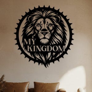 Custom Lion Metal Wall Art, Personalized Jungle King Silhouette Decor, Fierce Animal Metal Name Sign, Gift for Him, Bold Metal Home Design