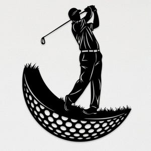 Golfer Metal Wall Art Sign, Golf Swing Silhouette Home Decor for Living Room Game Room Office Man Cave Indoor, Sports Decor, Golf Sign Gift