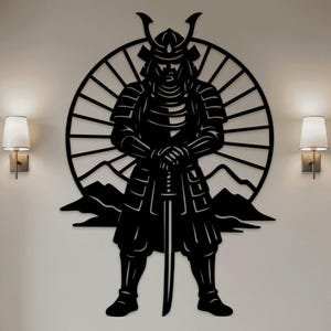 Samurai Warrior Metal Wall Art, Japanese Sword Fighter Silhouette Sign, Customizable Martial Arts Decor, Katana Wall Decor