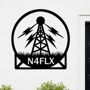 Segnale di chiamata per radioamatori, decorazione da parete in metallo, insegna da parete personalizzata per torre radio, decorazione personalizzata per operatori radioamatoriali, regalo per operatori radioamatoriali