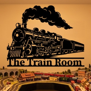 Personalized Train Room Metal Sign, Locomotive Wall Art for Hobby Room Playroom, Train Name Sign, Custom Railroad Decor, Train Driver Gift