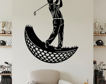 Letrero metálico decorativo de golf, decoración de pared con swing de golf, arte de pared con palo de golf, decoración para la guarida del golfista, arte de pared grande de golf, regalo para golfista