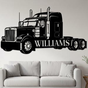 Custom Semi Truck Name Sign, Personalized Trucker Wall Art, Outdoor Truck Driver Name Decor, Big Rig Custom Sign, Gift for Truck Drivers