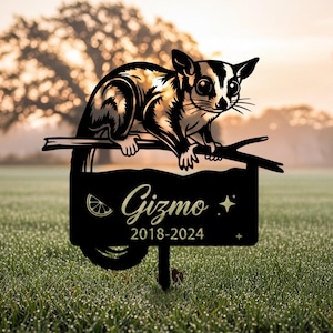 Sugar Glider Memorial Garden Stake, Custom Pet Grave Marker for Exotic Pet Loss, Outdoor Tribute Sign with Personalized Name and Years