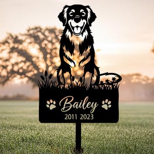 Golden Retriever Memorial Garden Stake, Custom Dog Grave Marker for Yard, Personalized Outdoor Metal Pet Tribute Sign, Gift for Dog Lovers