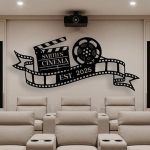 Plaque en métal personnalisée Home Cinema, Art mural de cinéma personnalisé, Décoration murale de cinéma maison, Décoration de chambre pour une soirée cinéma, Cadeau pour les amateurs de cinéma