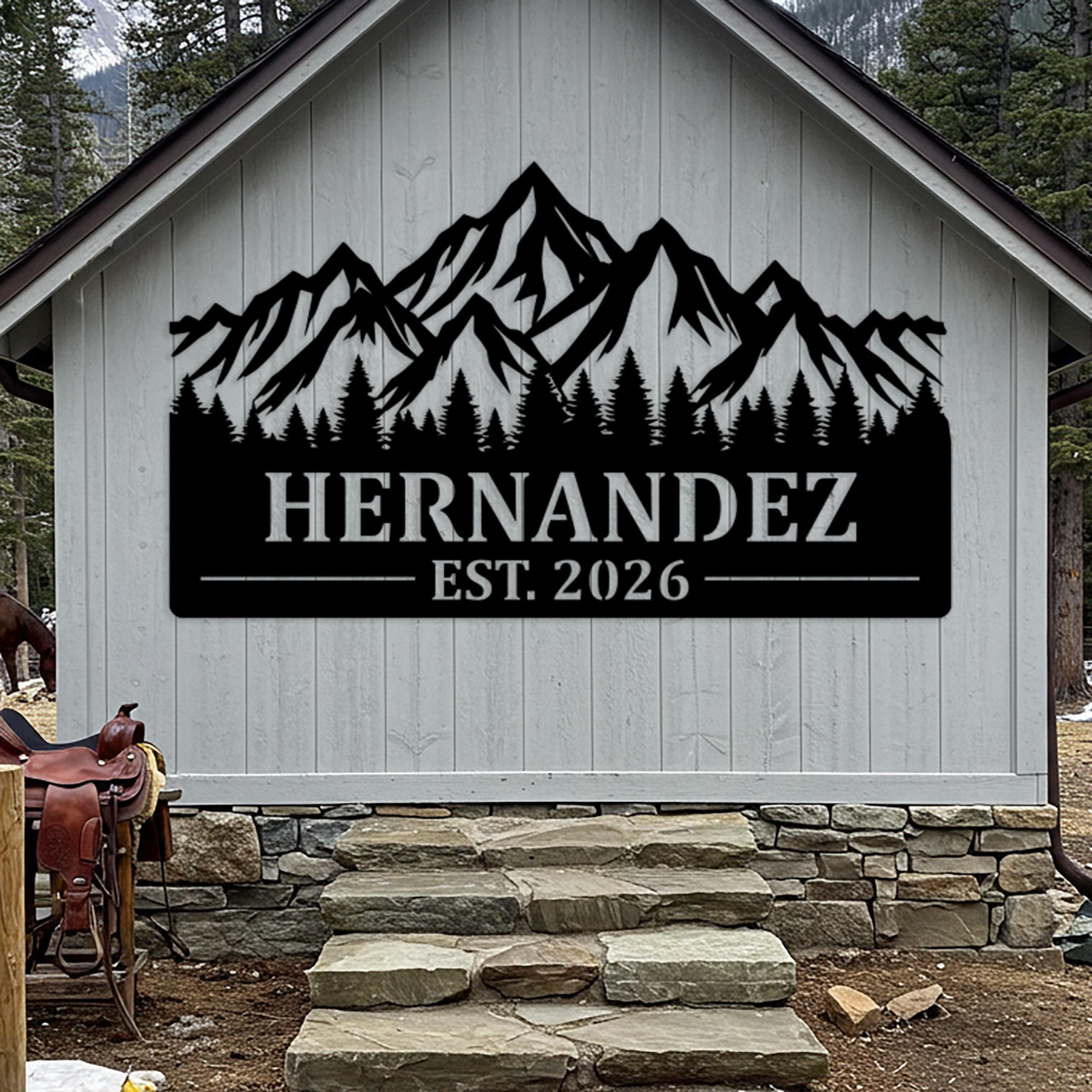 Rustic Outside Signs Custom Mountain Family Metal Sign, Personalized Forest Wall Art ...