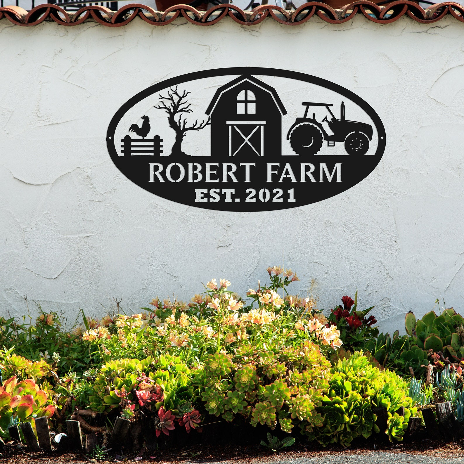 Personalized Farmhouse Sign With Name, Custom Modern Farmhouse Metal