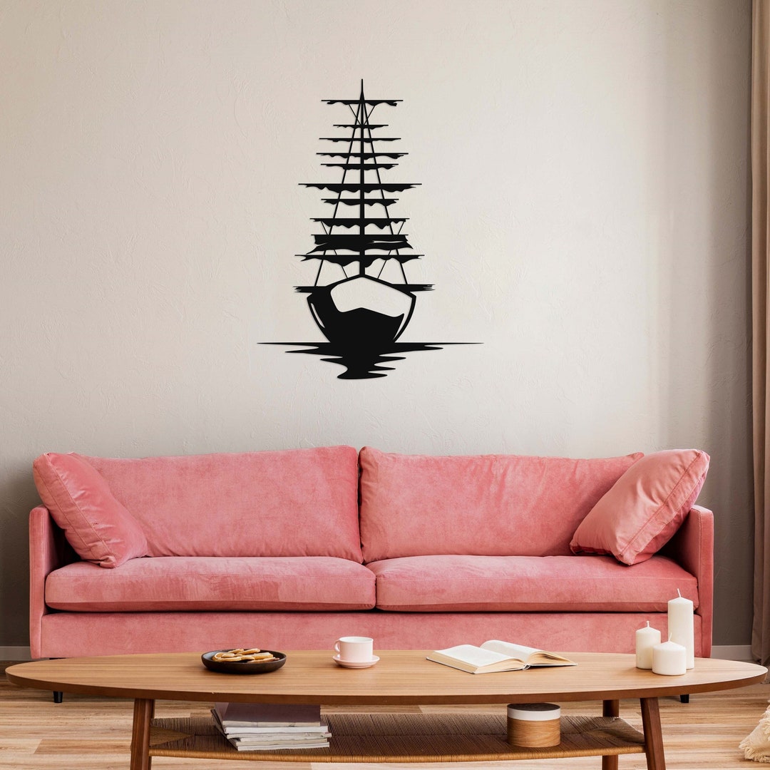 Ghost Sailboat Metal Wall Decor, Metal Pirate Ship Wall Decor, Gifts