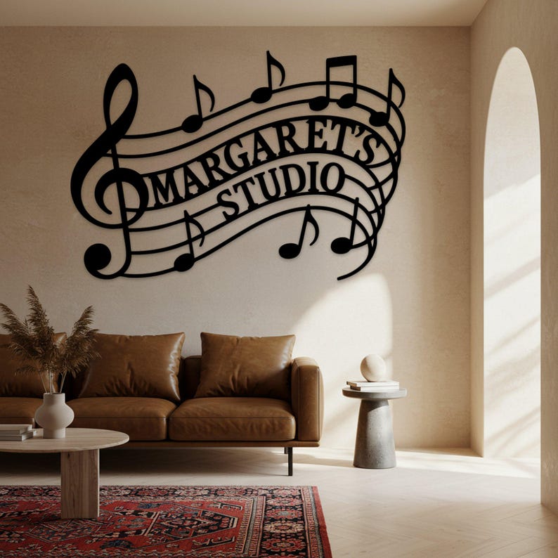 Custom Music Notes Metal Wall Art, Personalized Treble Clef Metal Decor ...