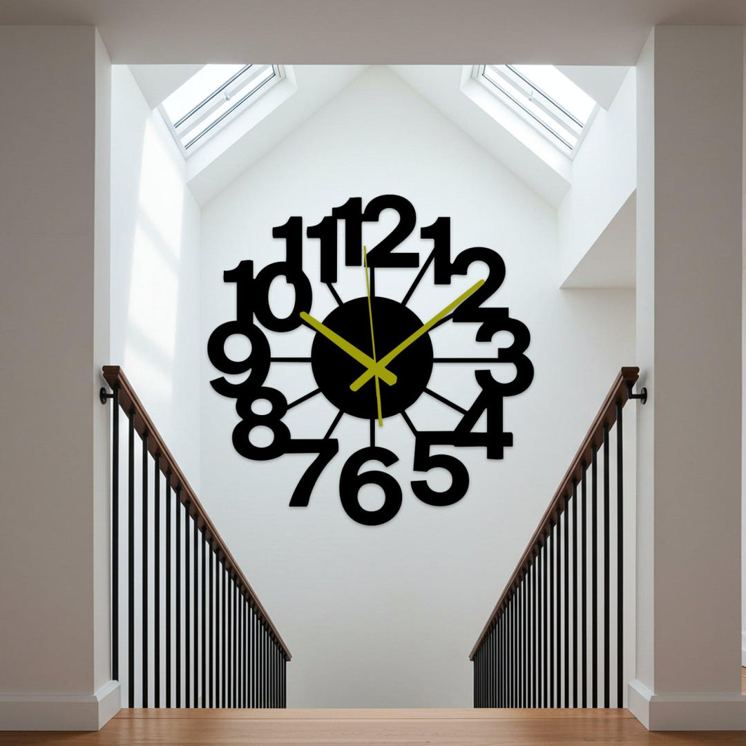 Modern Oversized Metal Wall Clock, Bold Number Clock Decor ...