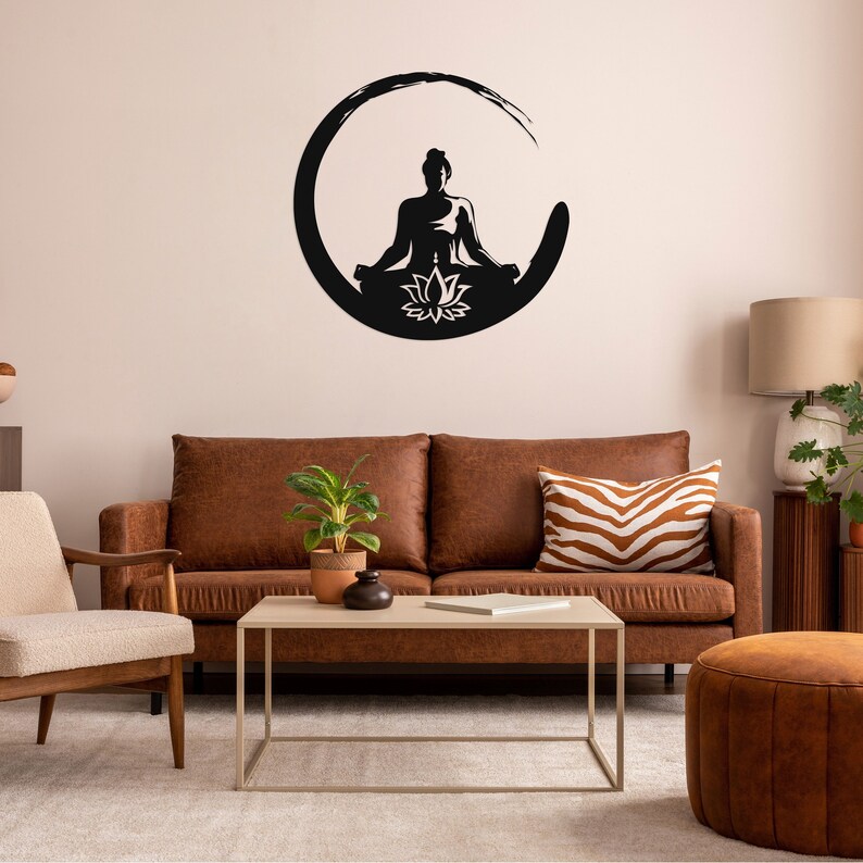 Buddha Metal Wall Art With Mini Lotus Floral Zen Home Art Etsy