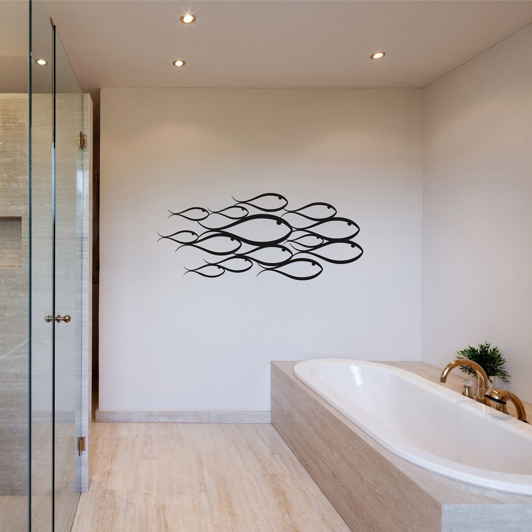 Nautical School of Fish Metal Wall Art Stylish Bathroom and Etsy