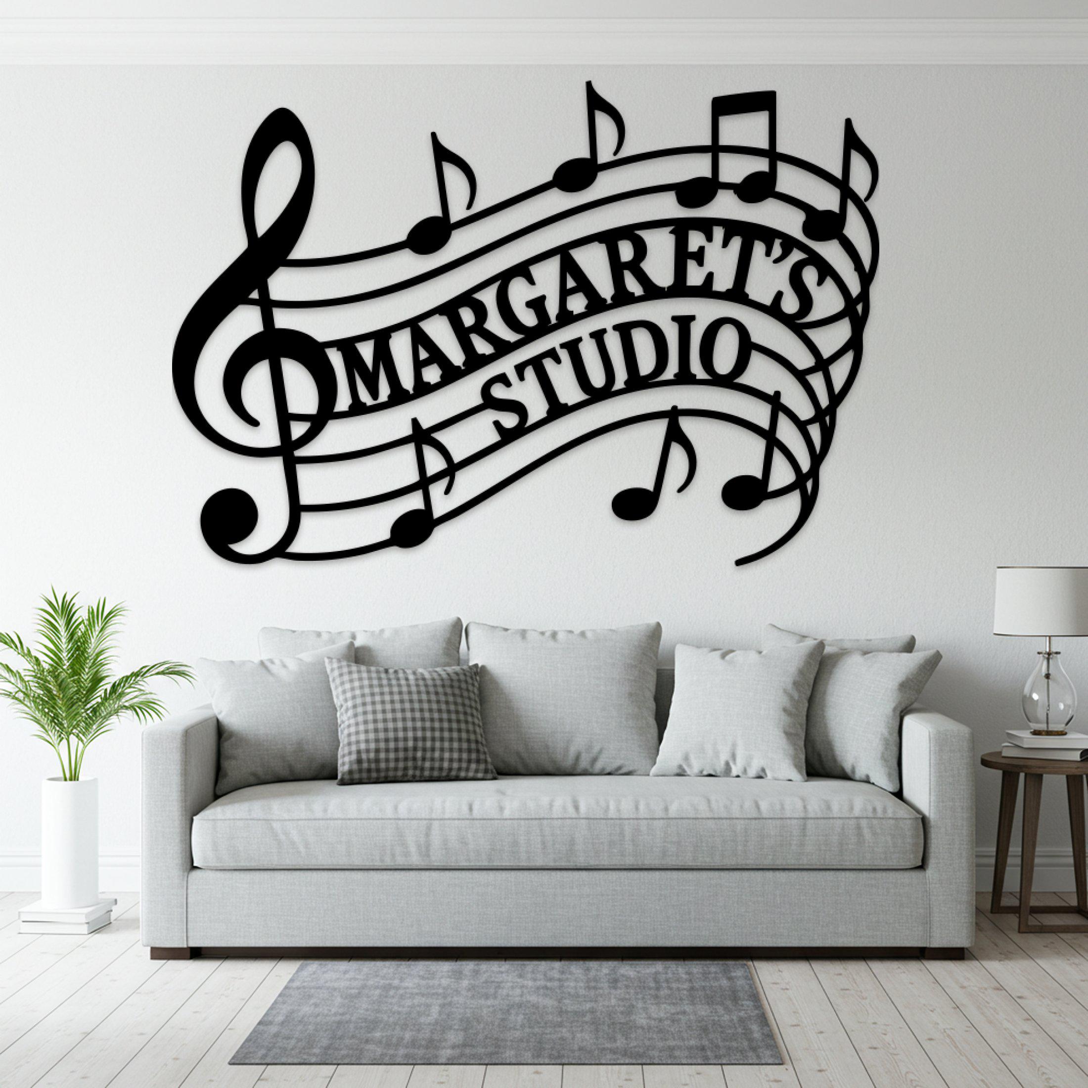 Custom Music Notes Metal Wall Art, Personalized Treble Clef Metal Decor ...