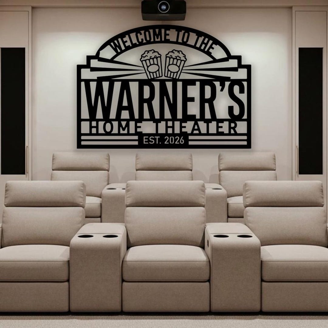 Custom Home Cinema Metal Sign, Family Theater Wall Art, Movie Night ...