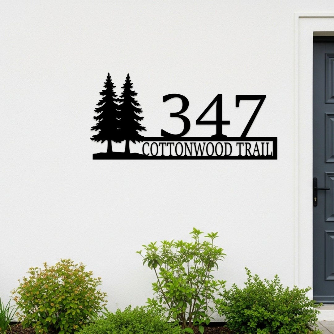 Tree Address Custom Pine Tree Address Sign, Personalized Metal House Number, Address ...