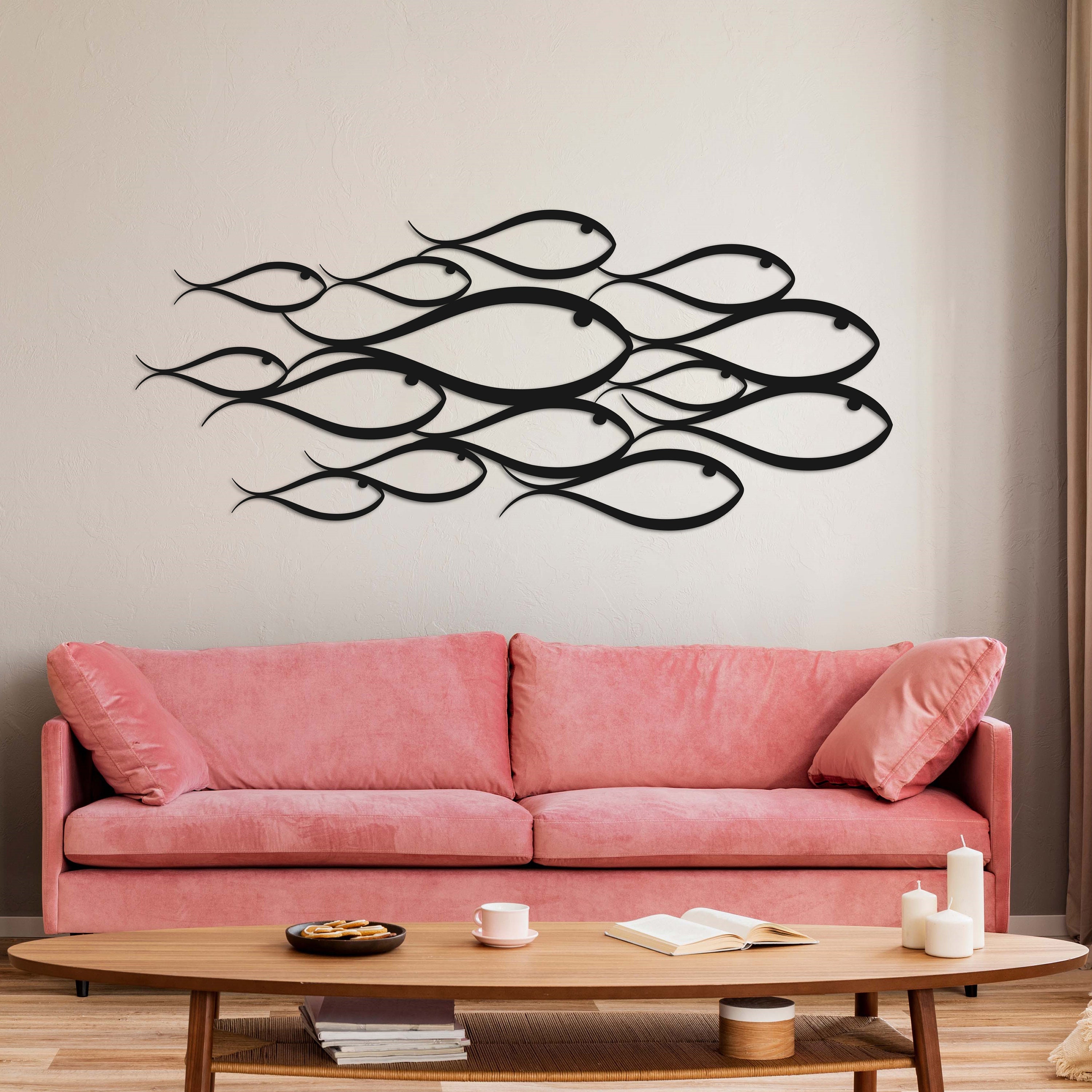 Nautical School of Fish Metal Wall Art, Stylish Bathroom and Outdoor